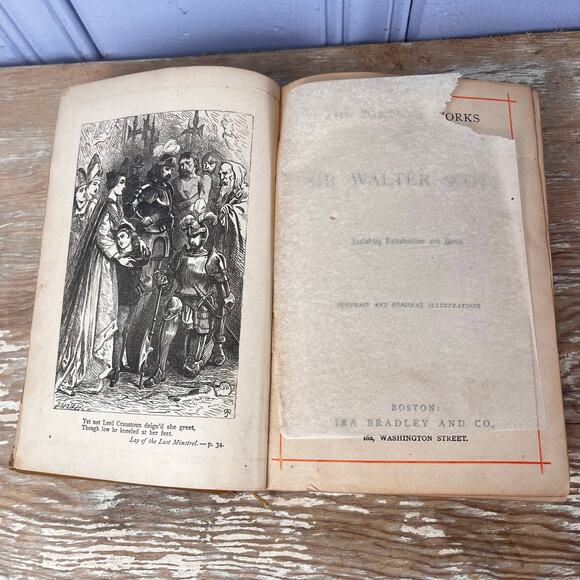 Antique Sir Walter Scott Poetical Works Illustrated Poetry Book Late 1800s HB - Picture 2 of 16
